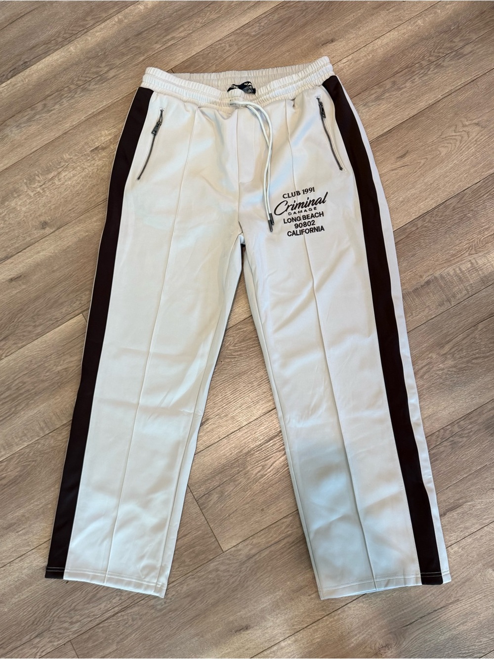 CRIMINAL DAMAGE Gray Pin Tuck Track Pants Size XL